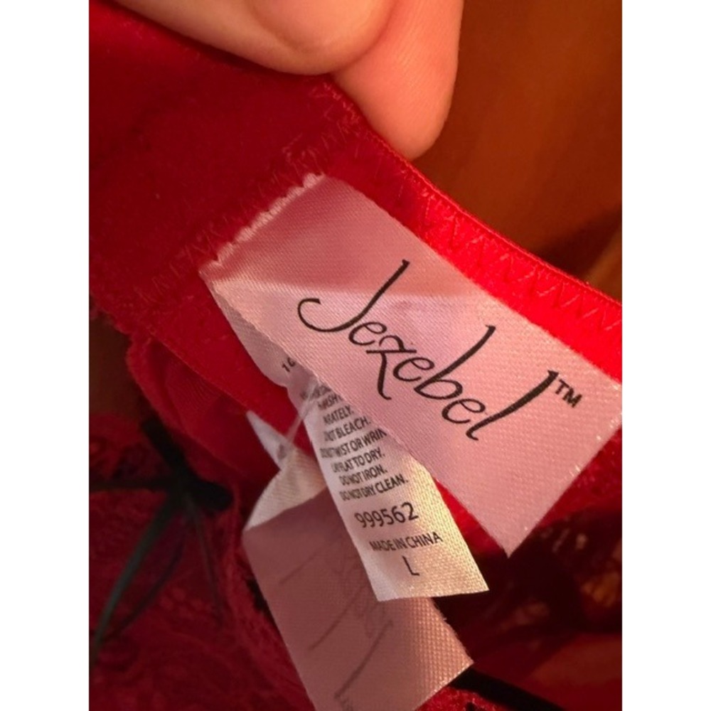 Jezebel Red Lace Underwire Babydoll Chemise and G-String Set Size Large 999562 - Picture 7 of 7